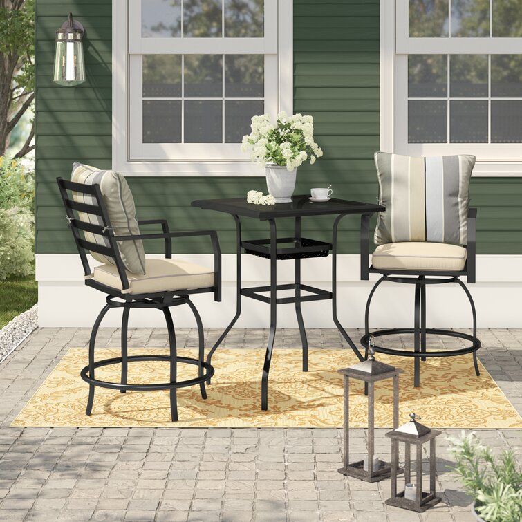 Zaina 3 piece bistro shop set with cushions